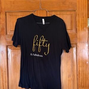 Black V-Neck 'Fifty & Fabulous' T-Shirt